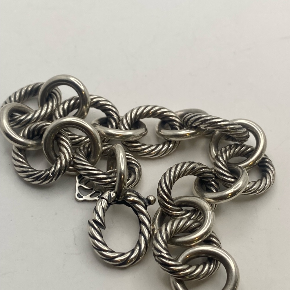 David Yurman Twisted Silver Link Bracelet - Picture 6 of 10
